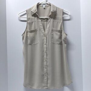 Express 'The Portofino Shirt' Studded Collar Sleeveless Blouse